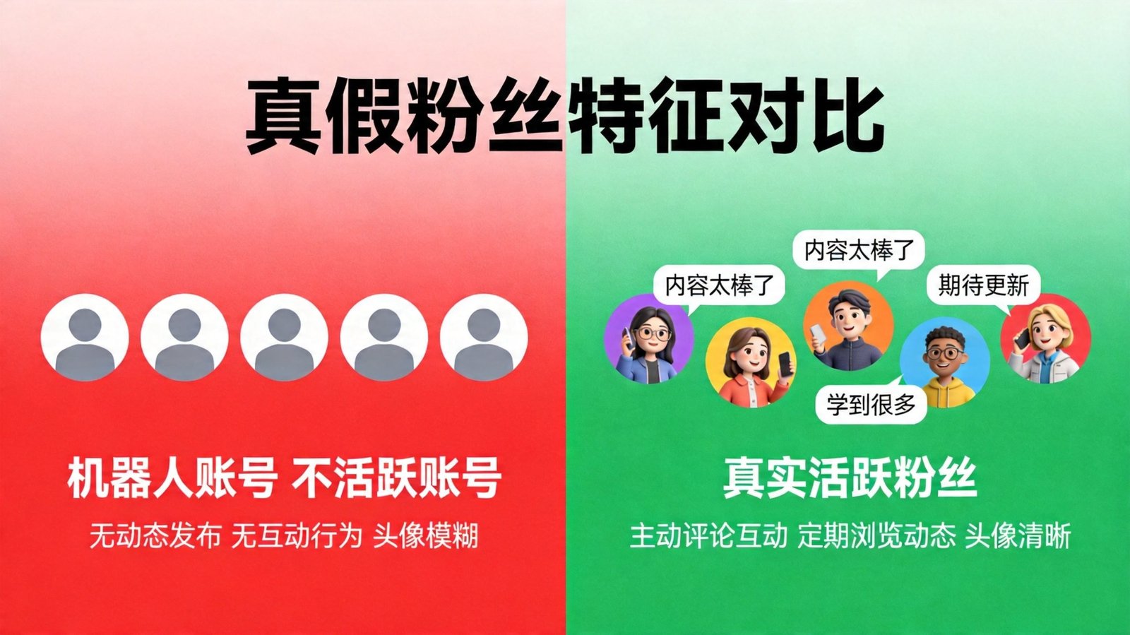 真假粉丝特征对比图